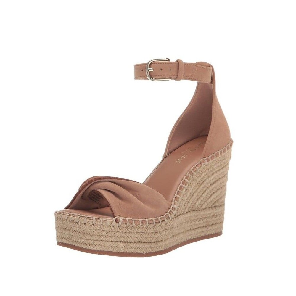 Kenneth Cole Womens 7.5 M Tan Suede Sol Wedge High Heel Sandals NIB OE0